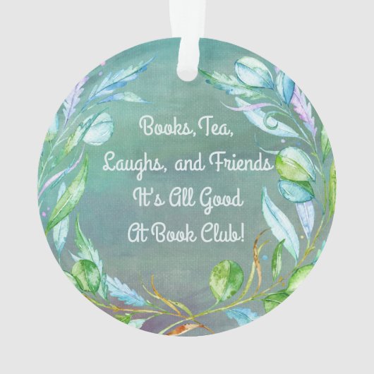 エレガントな花水色のブッククラブ/本のグループ オーナメント (裏面)