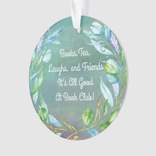 エレガントな花水色のブッククラブ/本のグループ オーナメント (正面)