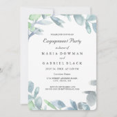 エレガントな花環の植物学的葉飾り。エンゲージメントパーティー 招待状 (正面)