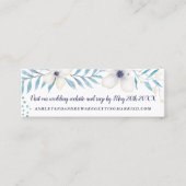 エレガントな花花束のオーシャンブルーの結婚式の詳細 スキニー名刺 (正面)