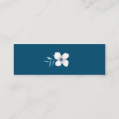 エレガントな花花束のオーシャンブルーの結婚式の詳細 スキニー名刺 (裏面)