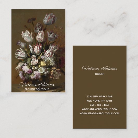 エレガントな花花束-ヴィンテージのオランダのファインアート 名刺 (正面/裏面)