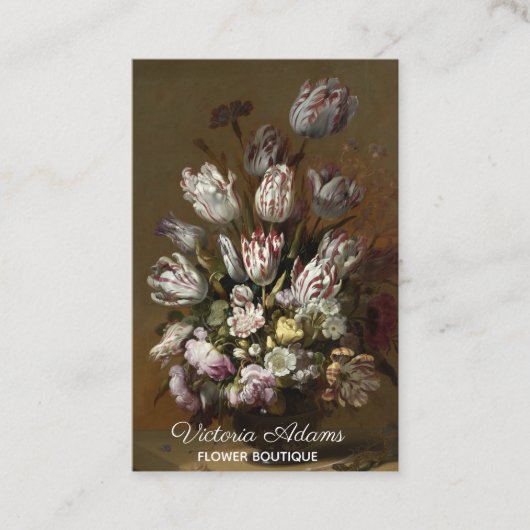 エレガントな花花束-ヴィンテージのオランダのファインアート 名刺 (正面)