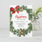 エレガントな花輪のクリスマスディナーパーティー 招待状 (スタンド正面)