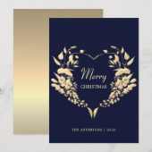 エレガントな花輪のクリスマス シーズンカード (正面/裏面)
