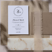 エレガントな花輪のモノグラム写真 ウェディング 招待状