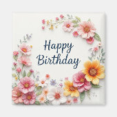 エレガントな花輪の誕生日おめでとう マグネット (正面)