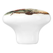 エレガントな花輪 赤い花 赤い実 緑の葉 セラミックノブ (側面)