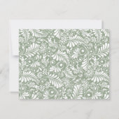 エレガントな花飾りと渦巻き模様のサググリーンのフラワーRSVPカード 出欠カード (裏面)