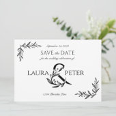 エレガントな花飾りのアンパサンドが付く結婚式のイニシャル 招待状 (スタンド正面)