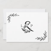 エレガントな花飾りのアンパサンドが付く結婚式のイニシャル 招待状 (裏面)