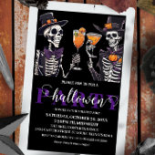 エレガントな花飾りドクロ 大人ハロウィンパーティー招待状 招待状