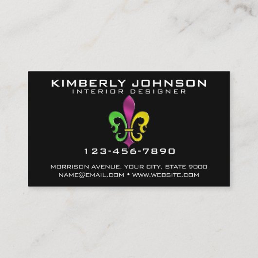 エレガントな花飾り紋章デザインのビジネスカード 名刺 (裏面)