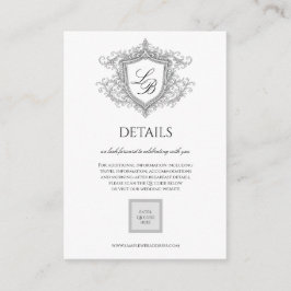 エレガントな花飾り紋章モノグラム詳細カード エンクロージャーカード