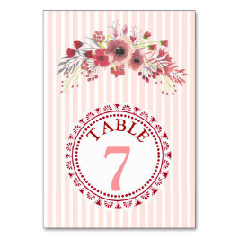 エレガントな花飾り ウェディングテーブルナンバーカード テーブルナンバー