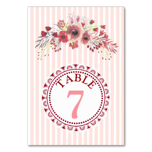エレガントな花飾り ウェディングテーブルナンバーカード テーブルナンバー (正面)