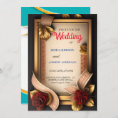 エレガントな花3Dカード 招待状 (正面/裏面)