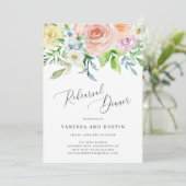 エレガントな花 ピンクの花の彩りのリハーサルディナー 招待状 (スタンド正面)