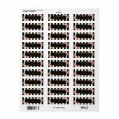 エレガントな花 ブラック ホワイト ストライプ ゴールド フレーム ラベル (フルシート)