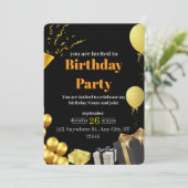 エレガントな花：ミニマルな誕生日カード 招待状 (スタンド正面)