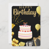 エレガントな花：ミニマルな誕生日カード 招待状 (裏面)