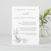 エレガントな花 モノクロ 招待状 (スタンド正面)