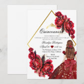 エレガントな花 ローズゴールドのキンセアニエラ 招待状 (正面/裏面)