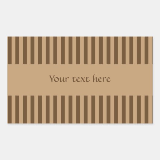 エレガントな茶色のストライプ 長方形シール (正面)