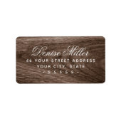 エレガントな茶色の木目返送ラベル ラベル (正面)