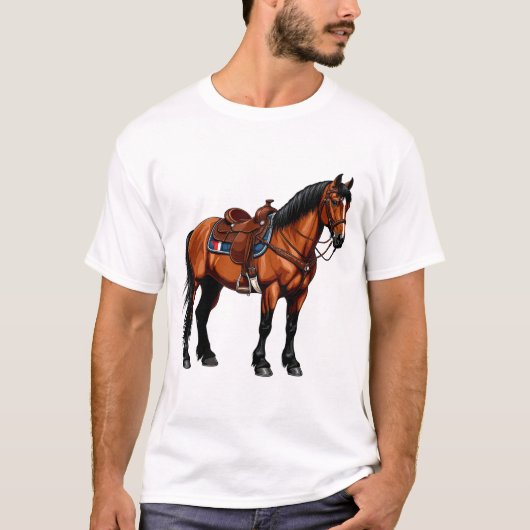 エレガントな茶色の馬 Tシャツ (正面)
