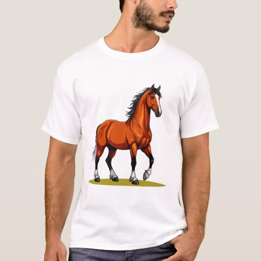 エレガントな茶色の馬 Tシャツ (正面)