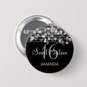 エレガントな菓子16の誕生会の輝きの銀 缶バッジ (正面&裏面)