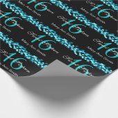 エレガントな菓子16の誕生日のハリウッドの魅力のターコイズ ラッピングペーパー (角)