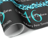 エレガントな菓子16の誕生日のハリウッドの魅力のターコイズ ラッピングペーパー (ロールコーナー)