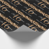 エレガントな菓子16誕生日のハリウッドの魅力の金ゴールド ラッピングペーパー (角)