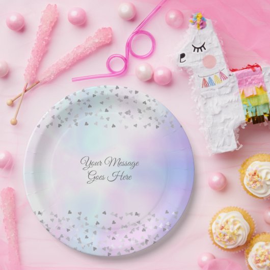 エレガントな華やかさのスクリプトパールハーツのコンフェッティ ペーパープレート (パーティー)