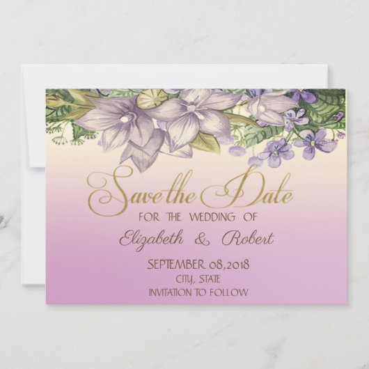 エレガントな華やかさの水彩花 Save The Date セーブザデート (正面)