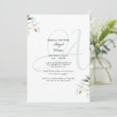 エレガントな葉とゴールドシーグラス ブライダルシャワー招待状 招待状 (スタンド正面)