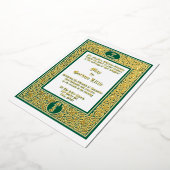 エレガントな葉と花のボーダー ウェディング 箔招待状 (回転した状態)