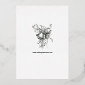 エレガントな葉と花のボーダー ウェディング 箔招待状 (裏面)