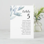エレガントな葉のウェディング席次表。グレイのテーブル 招待状 (スタンド正面)