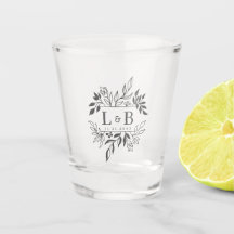 エレガントな葉のカップル モノグラム ウェディング フェイバー