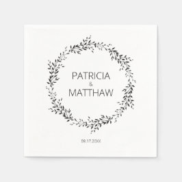 エレガントな葉のシルエット ウェディング スタンダードカクテルナプキン