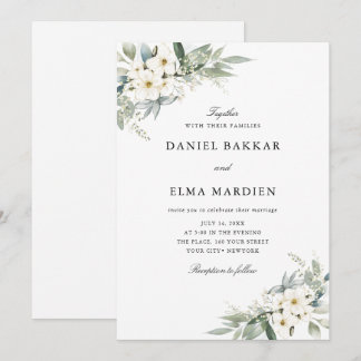 エレガントな葉のボホ水彩花のウェディング 招待状