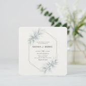 エレガントな葉のモダンウェディング 招待状 (スタンド正面)