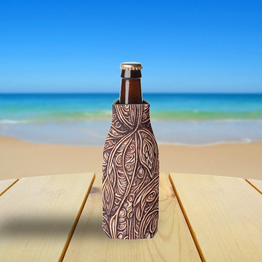 エレガントな葉の彫刻が施された木製ボトルクーラー ボトルクーラー