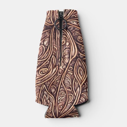 エレガントな葉の彫刻が施された木 ボトルクーラー (裏面)