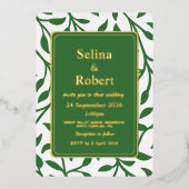 エレガントな葉の箔押し招待状 箔招待状 (正面)