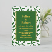 エレガントな葉の箔押し招待状 箔招待状 (立ち正面)