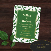 エレガントな葉の箔押し招待状